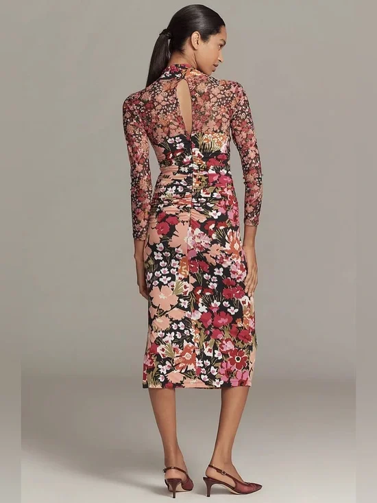 Anthropologie | Long-Sleeve Halter Mesh Midi Dress | Size XL | NWT - Picture 3 of 15